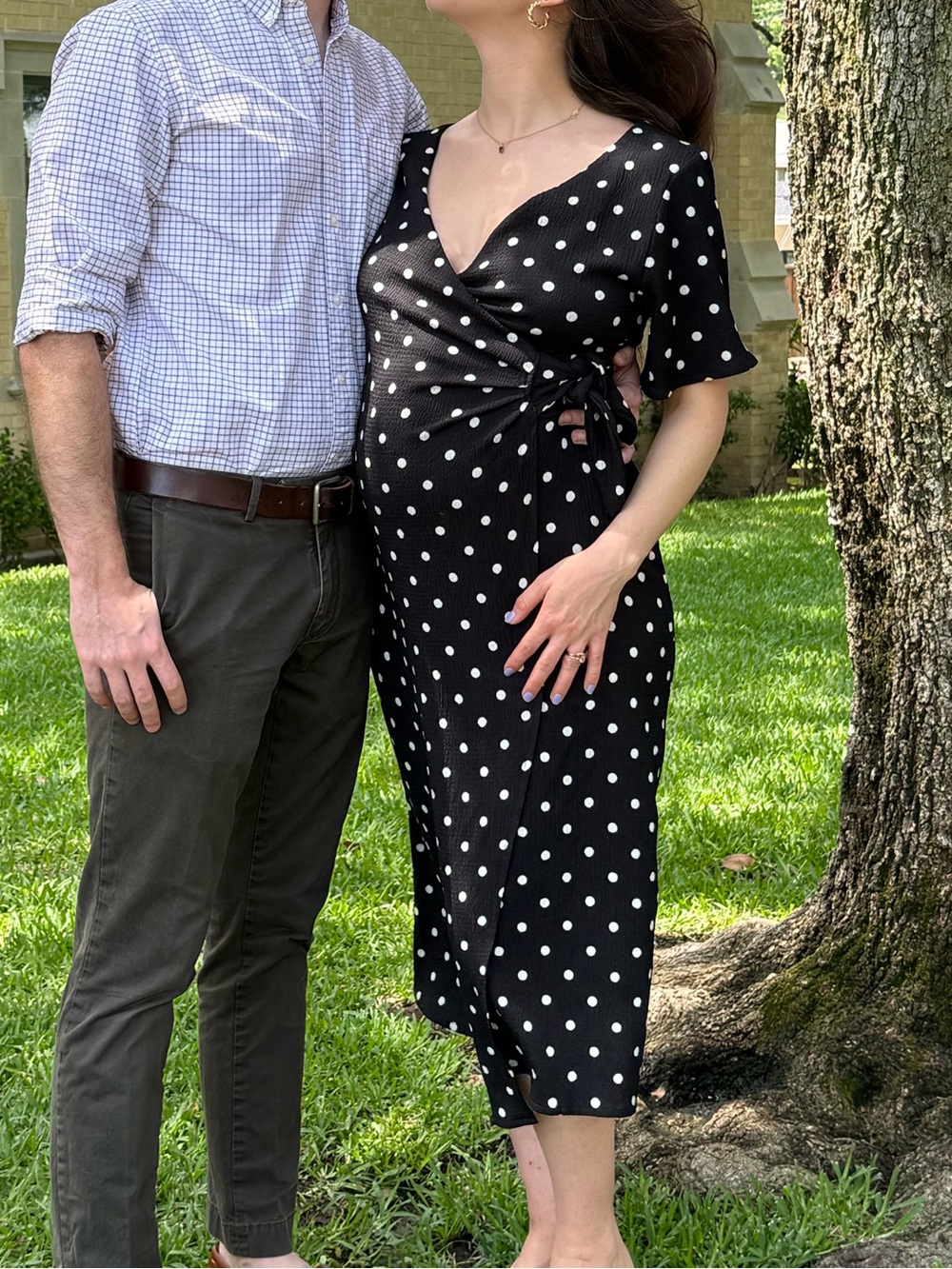 H&M Black and White Polka Dot Wrap Dress